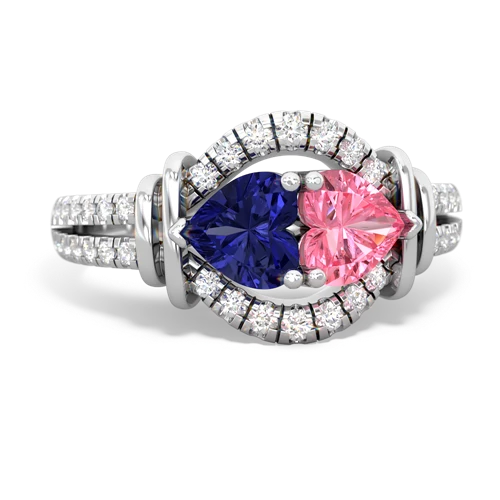 lab sapphire-pink sapphire pave keepsake ring