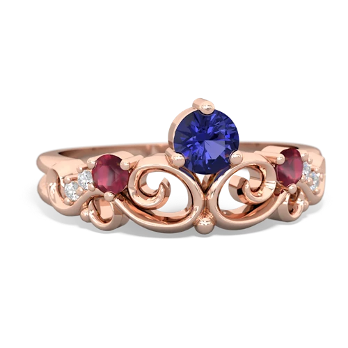 lab sapphire-ruby crown keepsake ring