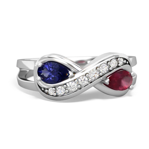 lab sapphire-ruby diamond infinity ring