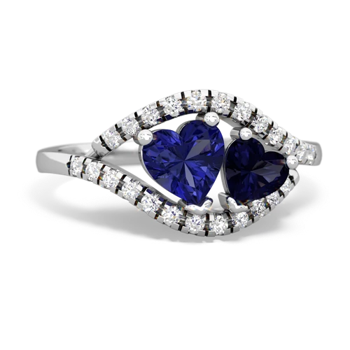lab sapphire-sapphire mother child ring