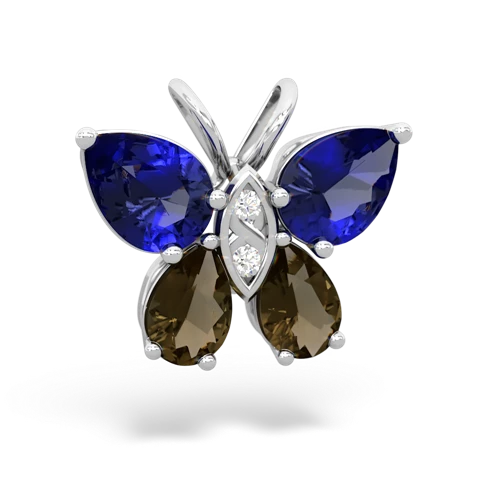 lab sapphire-smoky quartz butterfly pendant