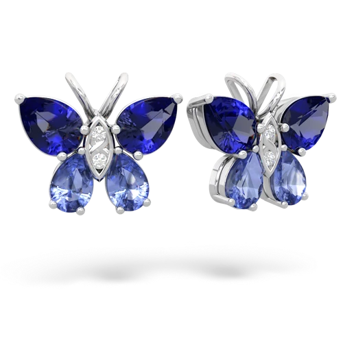 lab sapphire-tanzanite butterfly earrings
