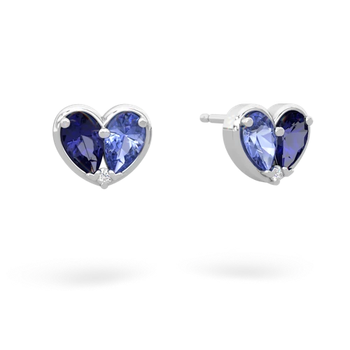 lab sapphire-tanzanite one heart earrings