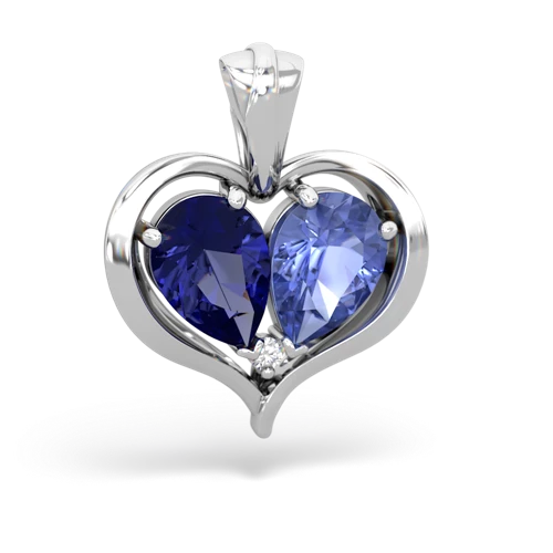 lab sapphire-tanzanite half heart whole pendant
