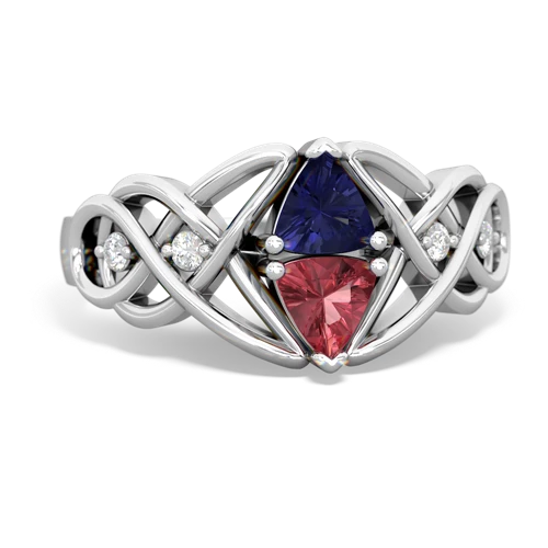lab sapphire-tourmaline celtic knot ring