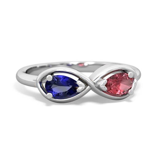 lab sapphire-tourmaline infinity ring