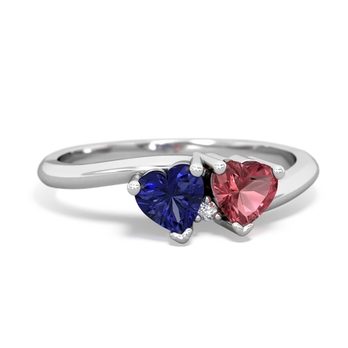 lab sapphire-tourmaline sweethearts promise ring