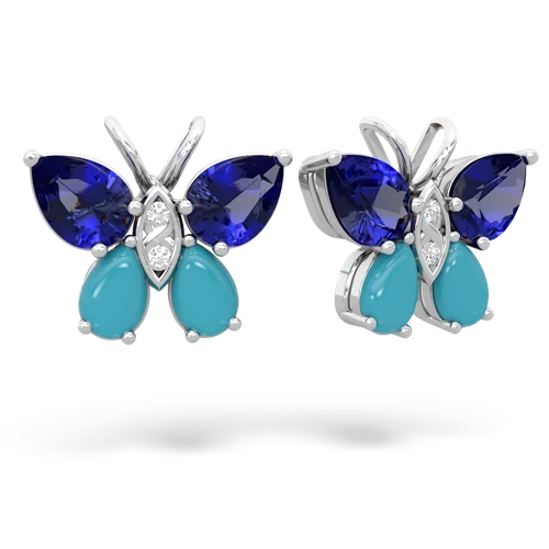 lab sapphire-turquoise butterfly earrings