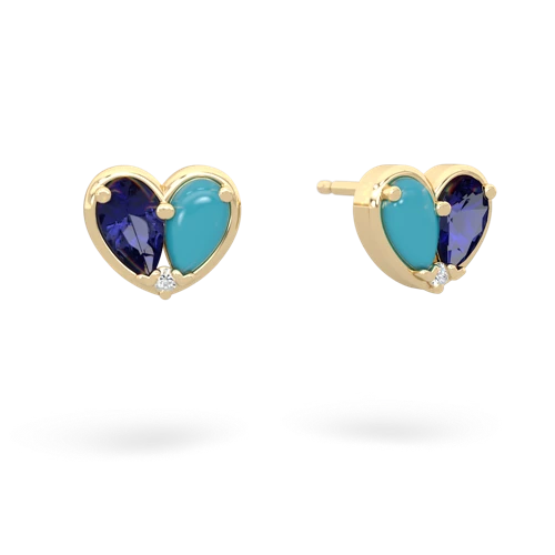 lab sapphire-turquoise one heart earrings