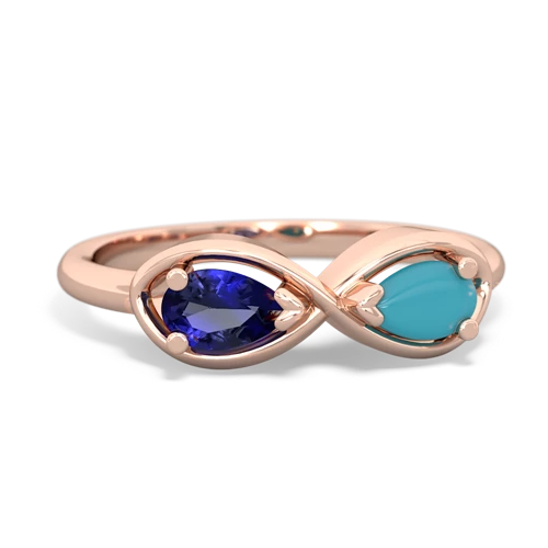 lab sapphire-turquoise infinity ring