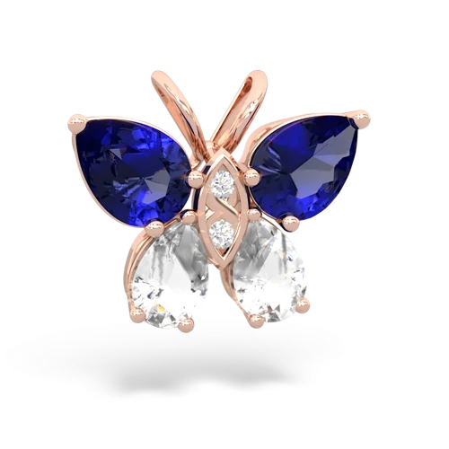 lab sapphire-white topaz butterfly pendant