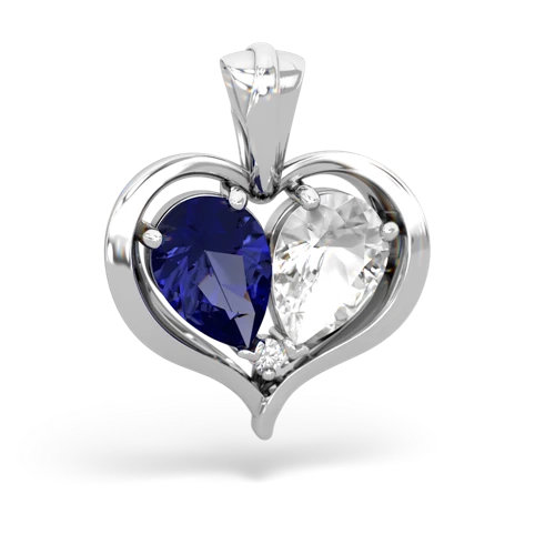 lab sapphire-white topaz half heart whole pendant