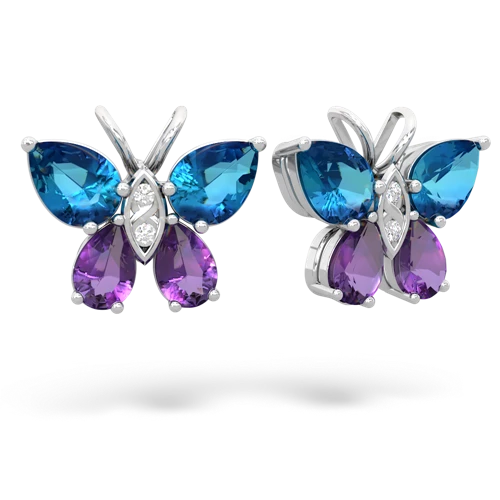 london topaz-amethyst butterfly earrings