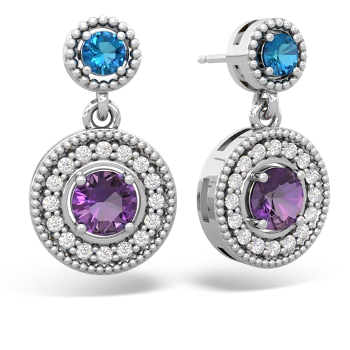 london topaz-amethyst halo earrings