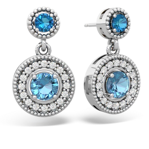 london topaz-blue topaz halo earrings