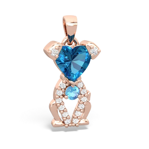 london topaz-blue topaz birthstone puppy pendant