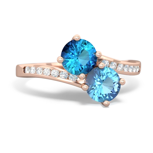 london topaz-blue topaz two stone channel ring