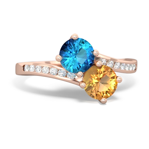 london topaz-citrine two stone channel ring