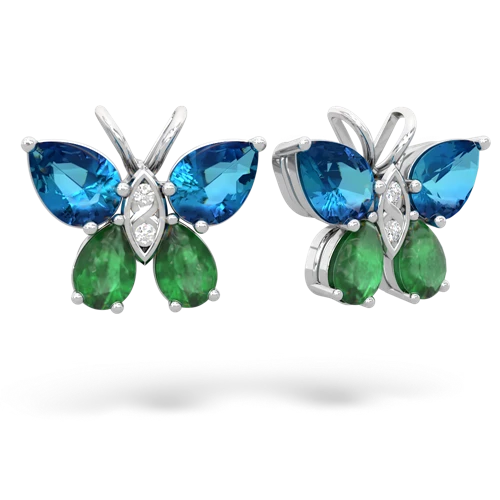 london topaz-emerald butterfly earrings
