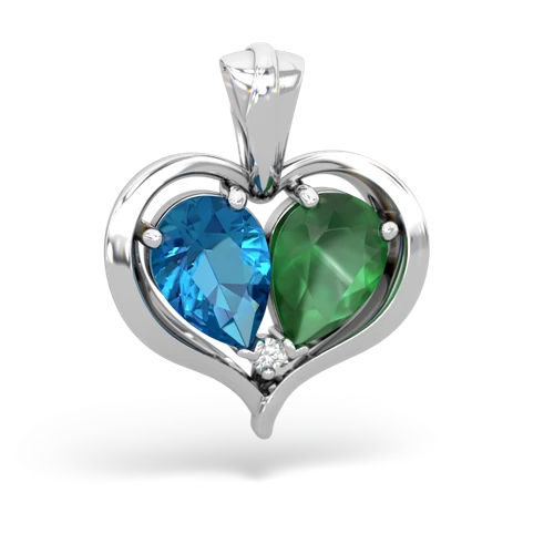 london topaz-emerald half heart whole pendant