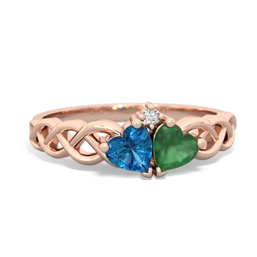 london topaz-emerald celtic braid ring