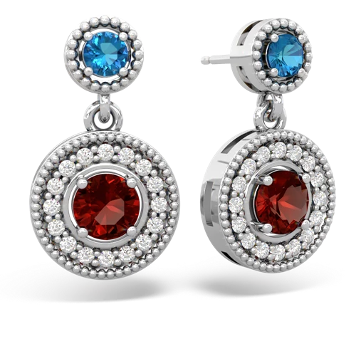 london topaz-garnet halo earrings