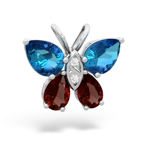 london topaz-garnet butterfly pendant