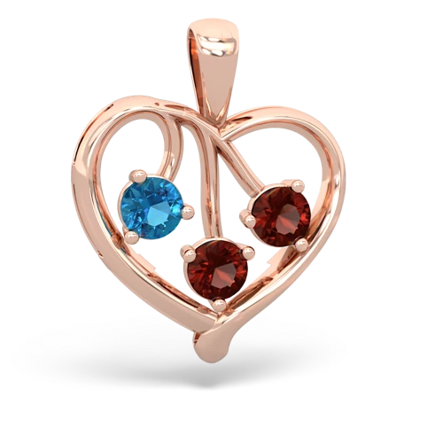 london topaz-garnet love heart pendant
