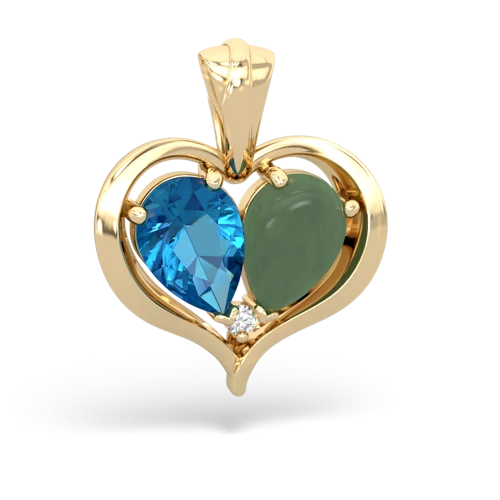 london topaz-jade half heart whole pendant