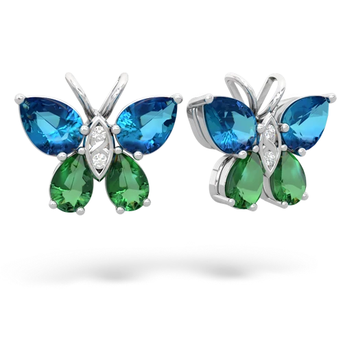 london topaz-lab emerald butterfly earrings