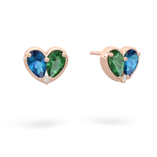 london topaz-lab emerald one heart earrings