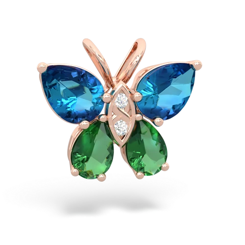 london topaz-lab emerald butterfly pendant