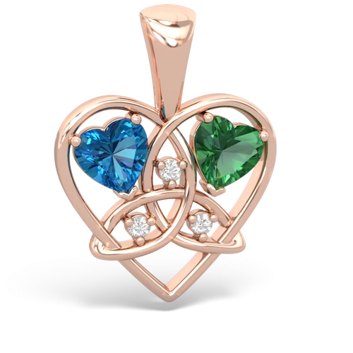 london topaz-lab emerald celtic heart pendant