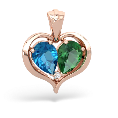 london topaz-lab emerald half heart whole pendant