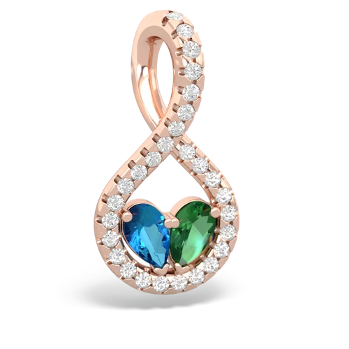 london topaz-lab emerald pave twist pendant