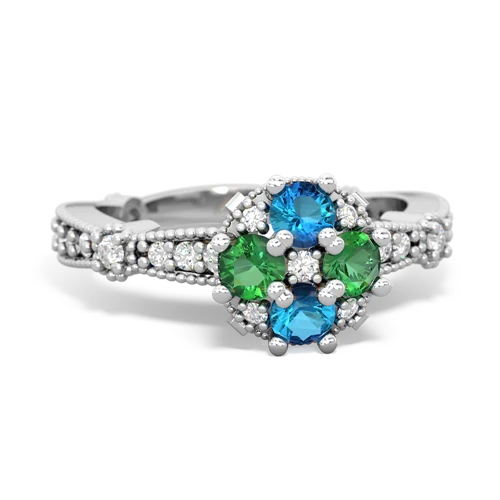 london topaz-lab emerald art deco engagement ring