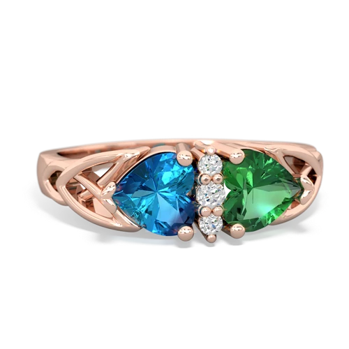 london topaz-lab emerald celtic ring