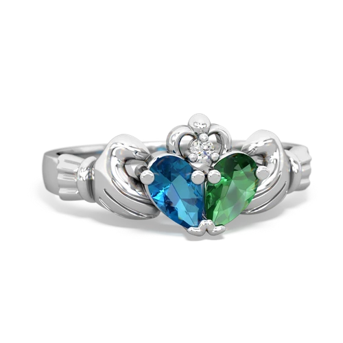 london topaz-lab emerald claddagh ring