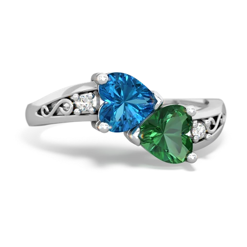 london topaz-lab emerald filligree ring