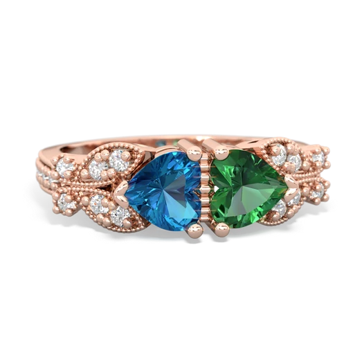 london topaz-lab emerald keepsake butterfly ring