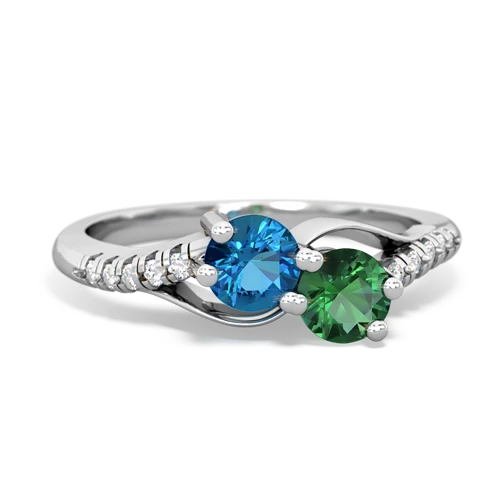 london topaz-lab emerald two stone infinity ring