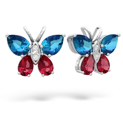 london topaz-lab ruby butterfly earrings