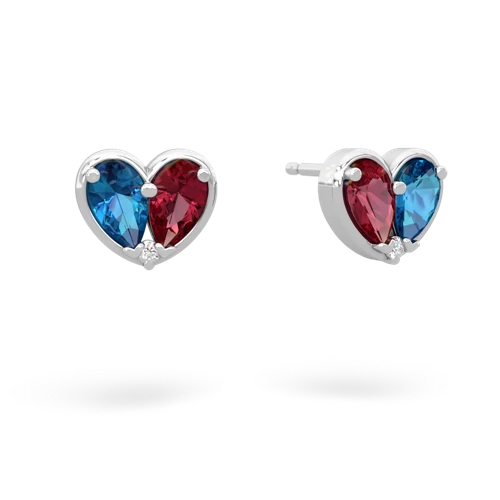 london topaz-lab ruby one heart earrings
