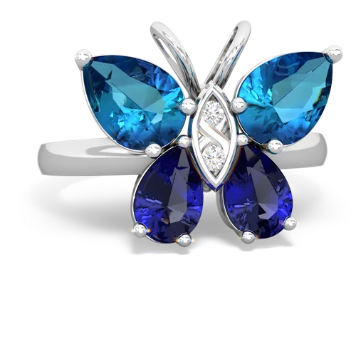 london topaz-lab sapphire butterfly ring