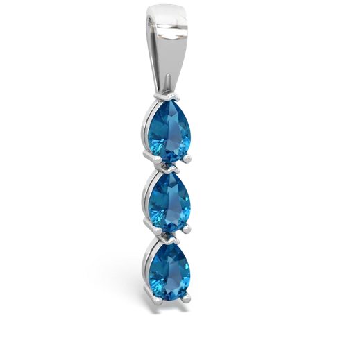 emerald-blue topaz three stone pendant