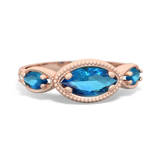 aquamarine-smoky quartz milgrain marquise ring
