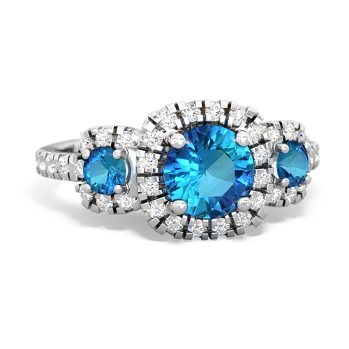 smoky quartz-blue topaz three stone regal ring
