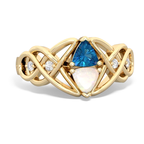 london topaz-opal celtic knot ring