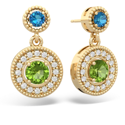 london topaz-peridot halo earrings