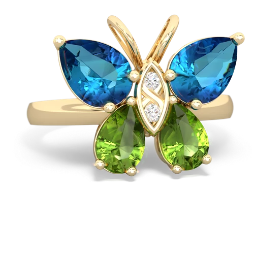 london topaz-peridot butterfly ring